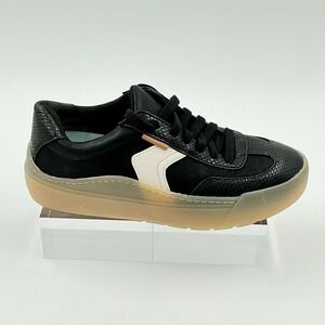 Dr Scholls Size 6.5 Black Faux Snakeskin Platform Sneakers NEW Time Off Win $110